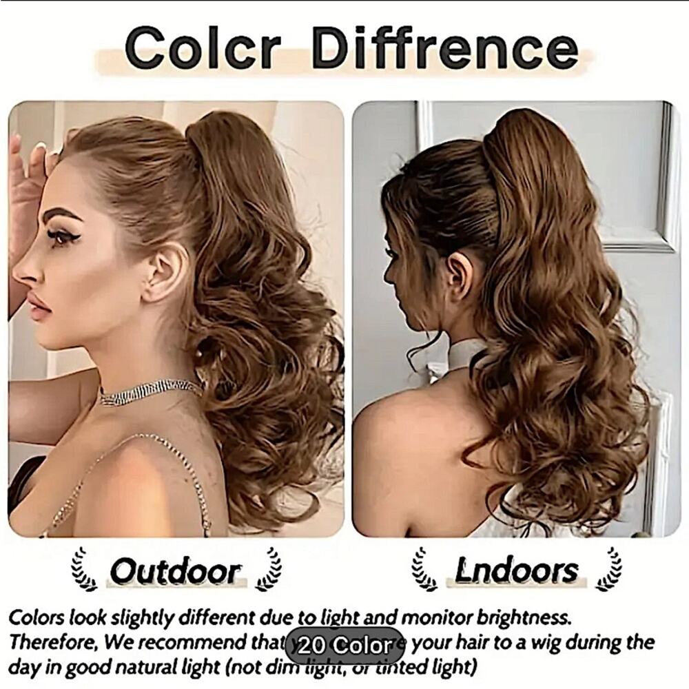 Light Brown Pony Tail Hair Claw Hair Extension Piece 22” - Picture 2 of 7